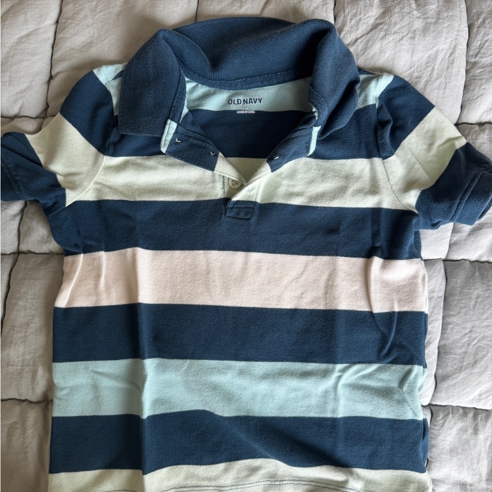 Old Navy Navy, Light Blue & Cream Striped Polo
